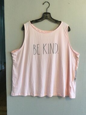 Rae Dunn Pink Sleeveless BE KIND Tanktop, size 2X, NWT